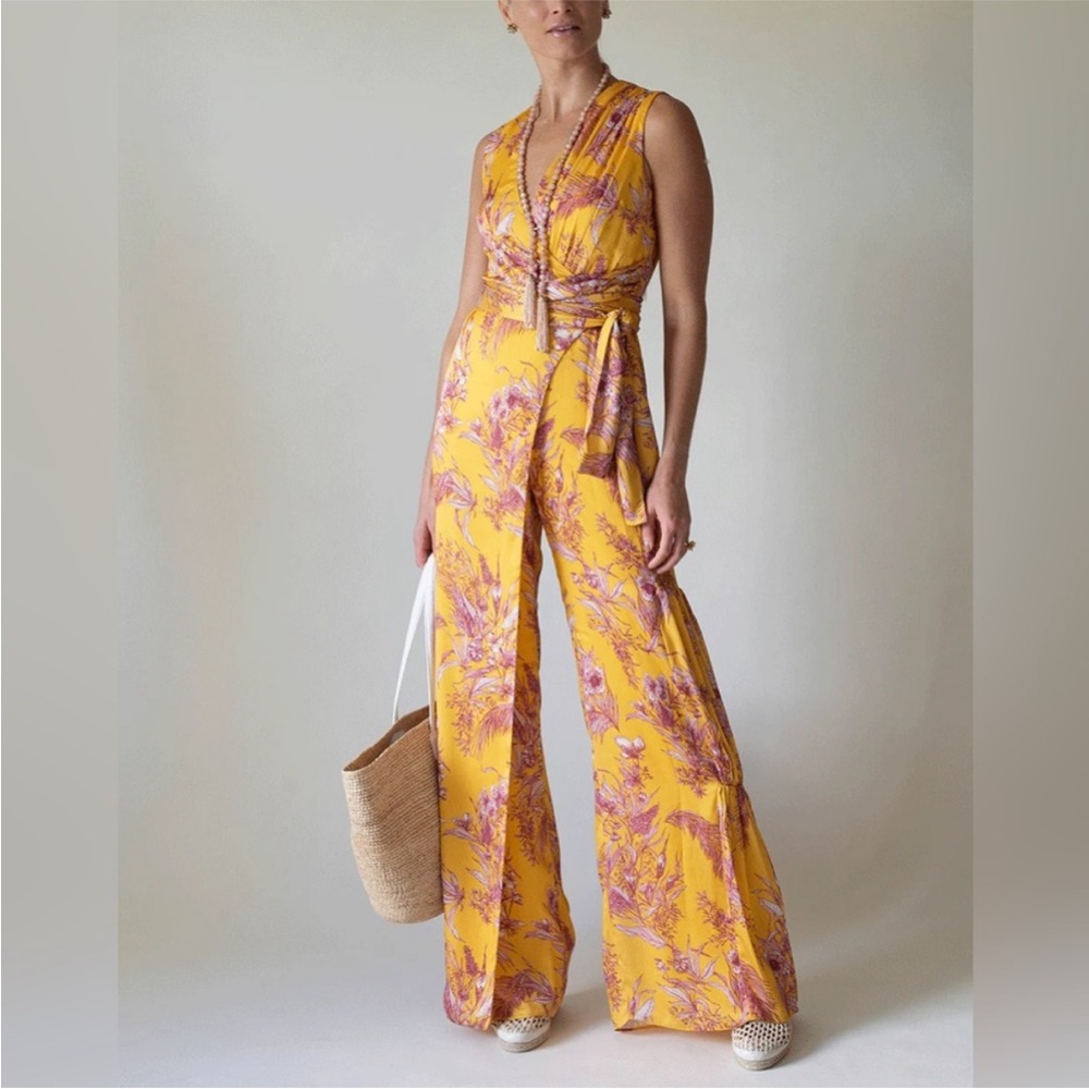 Alexis Tuscan Palm Kamiko Sleeveless Jumpsuit. Size XS NWT - Picture 4 of 9